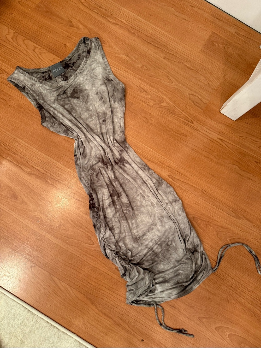 Sleeveless Tie-Dye Ruched Tank Dress - green